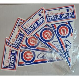 (4) Chicago Cubs 1989 Reusable Static Pennants Decal Sealed Vintage